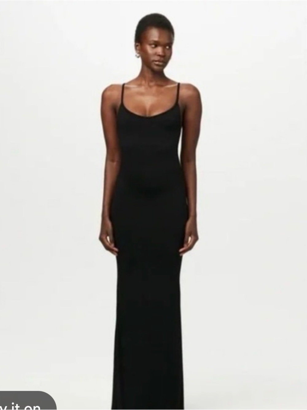 naked wardrobe Black Slim Slip Maxi Dress with Thin Straps